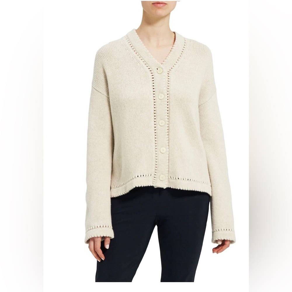 Theory
Karenia Wool-Blend Pointelle Cardigan